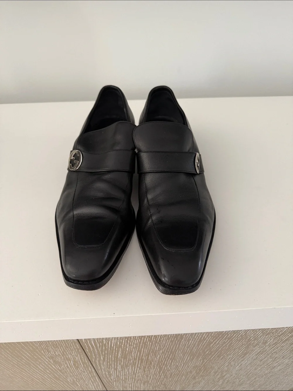 Gucci Black Leather Men's Loafers with Signature Interlocking G Perfect 🤩